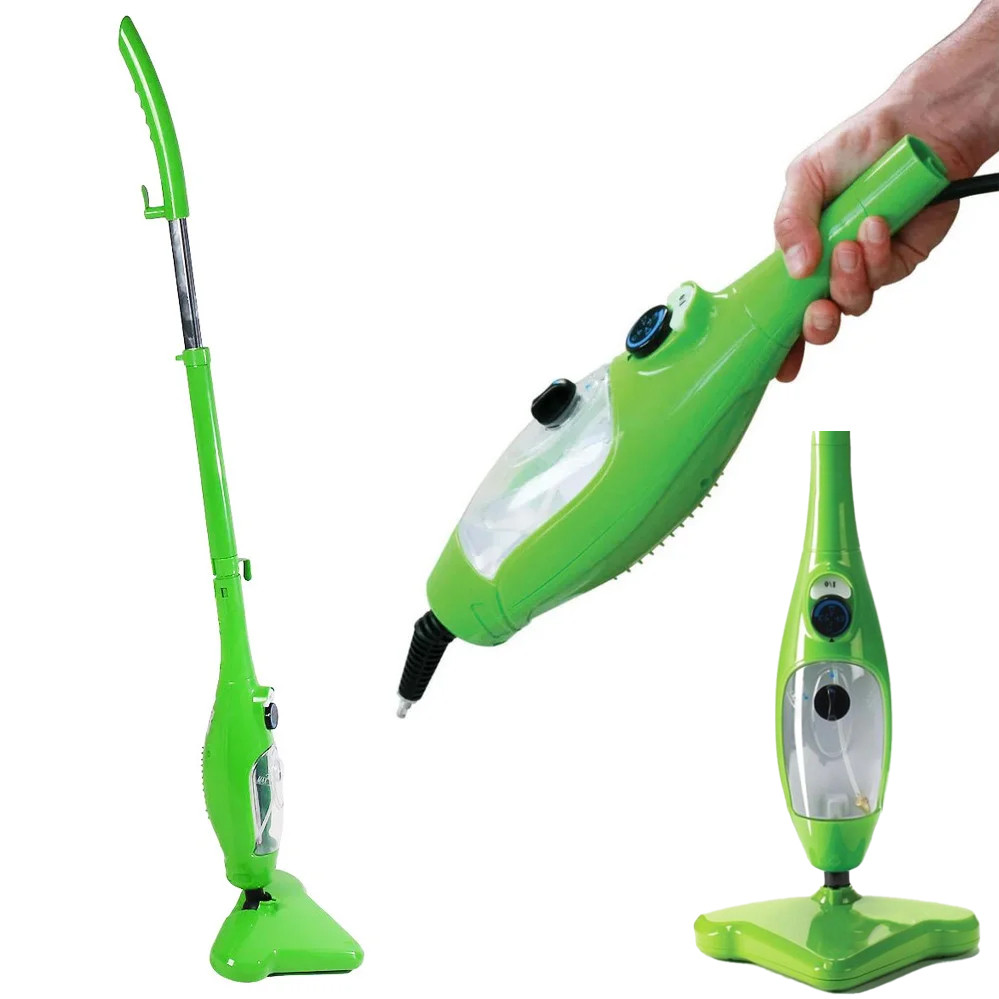 Швабра парова 5 в 1 пароочисник електрошвабра універсальна H2O  Steam Cleaner Mop X5 Зелена