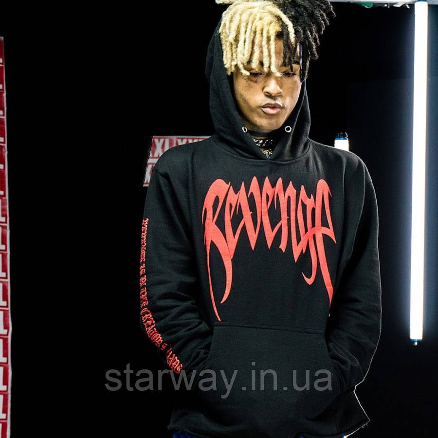 Чорна толстовка | худi xxxtentacion revenge red logo