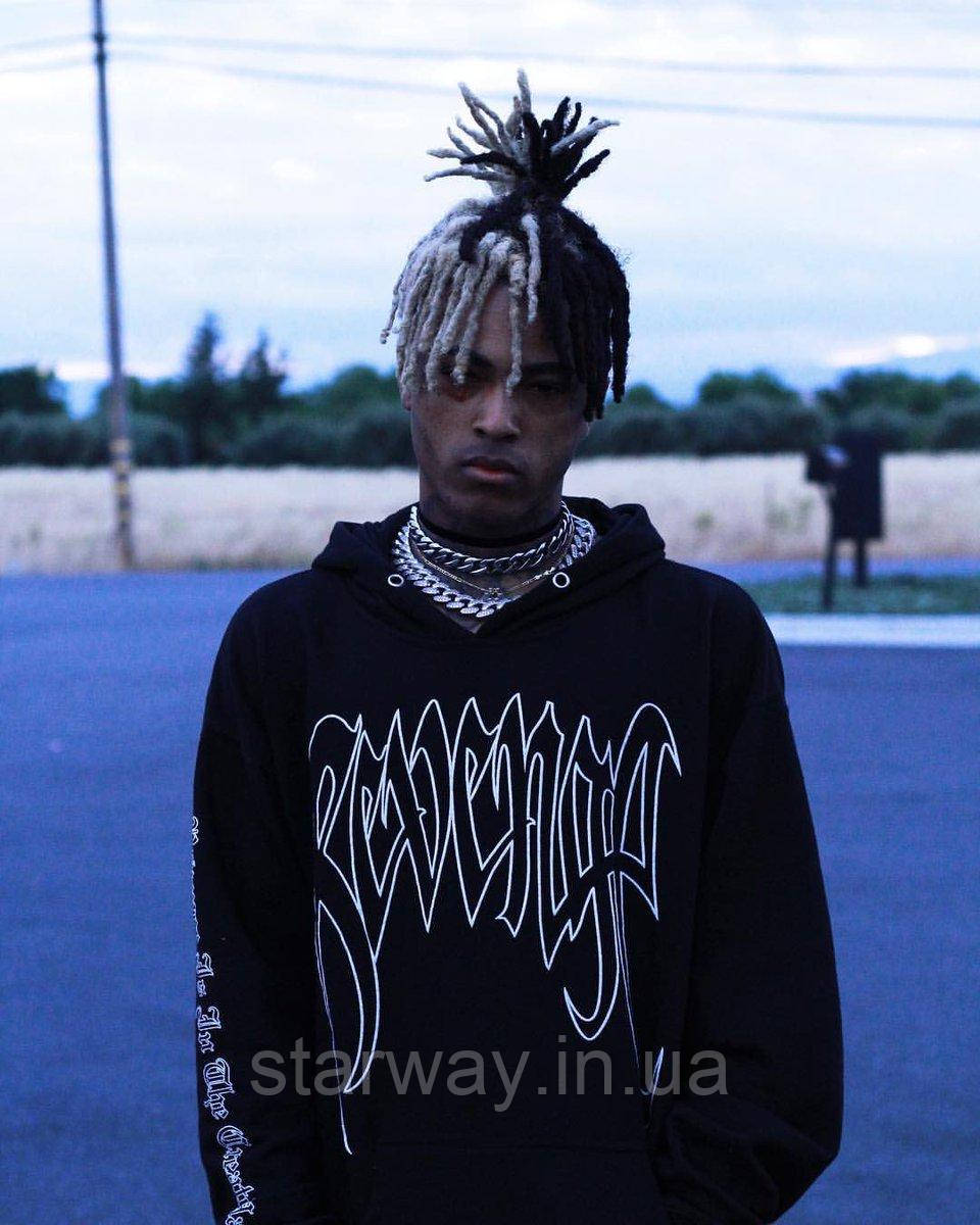 Чорна толстовка xxxtentacion | худi revenge white logo