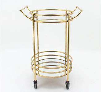 Столик сервіровки на колесах з металу з дзеркальною стільницею золотий Гранд Презент 81362