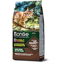 MONGE BWILD CAT Беззерновой сухой корм для взрослых кошек крупных пород с 2-х месяцев с буйволом 1,5 кг