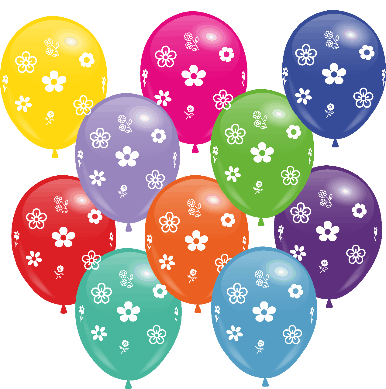 Кулі 12" Асорті з мал. "Квіточки", 4 стор, 100 шт