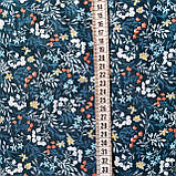 Бязь бавовна з густими гілочками на темно-синьому, ш. 150 см, фото 3