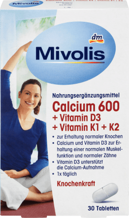 Вітамінний комплекс Mivolis Calcium 600 + Vitamin D3 + K, 30 шт