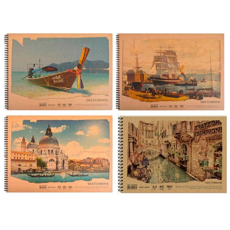 Альбом д/малюв. А3 40арк ОФОРТ Kraft 120г/м2 спираль AR3740, фото 1