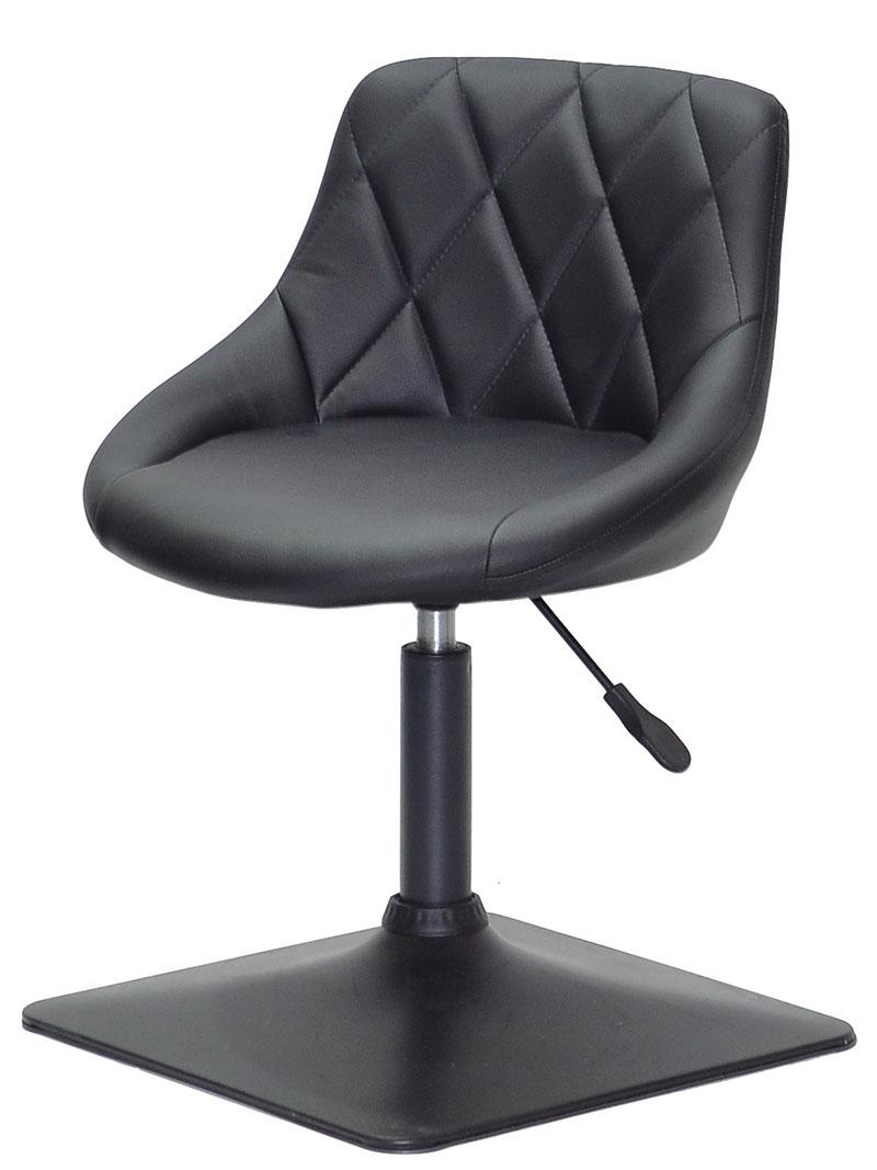 Стілець Foro 4BK Base чорний шкірозамінник, на чорній квадратній опорі, з регулюванням висоти, фото 1