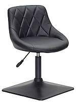 Стілець Foro 4BK Base чорний шкірозамінник, на чорній квадратній опорі, з регулюванням висоти, фото 2