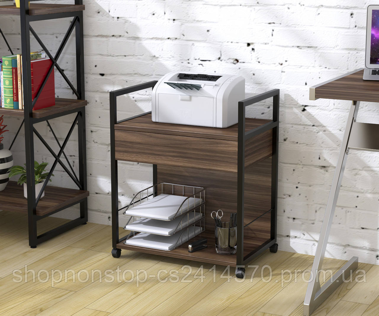 Тумба мобільна лофт L-540 Loft design Горіх Модена