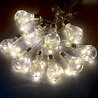 Гирлянда лампочки Xmas 80 LED Теплый белый, светодиодная гирлянда из лампочек - белт лайт 4.3м (10 ламп) (SH)