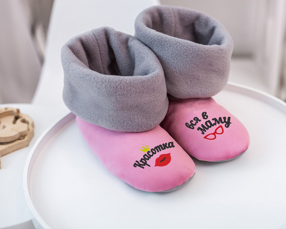Хатні капці з манжетом із вишивкою "Краска вся в маму", фото 1