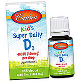 Вітамін Д3 для дітей Carlson Labs kid's Super Daily D3 400 IU 10.3 мл, фото 3