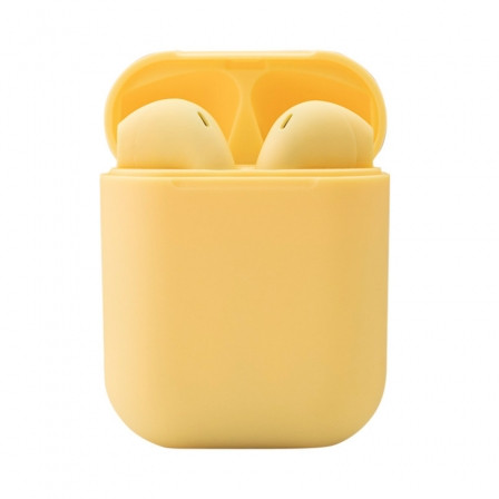 Бездротові навушники з мікрофоном bluetooth навушники в кейсі inPods 12 Macaron Soft Touch Жовті
