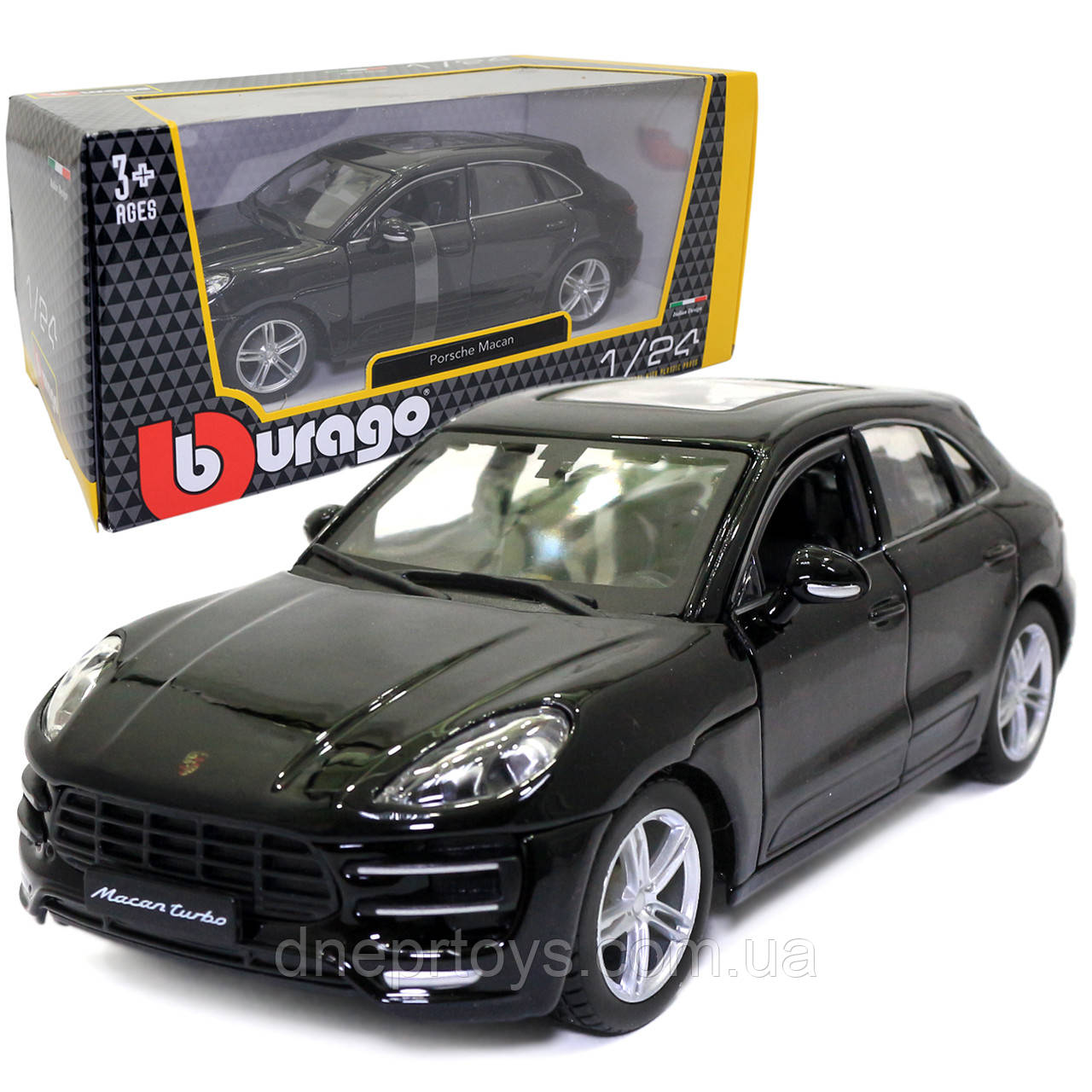 Машинка металева Porsche Macan "Bburago" Порше чорний 8*19*6 см (18-21077), фото 1