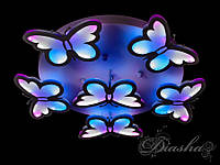 Светодиодная люстра с цветной подсветкой с бабочками