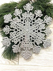 Новорічні сніжинки. Прикраса новорічна — срібна сніжинка ( діаметр 20 см)