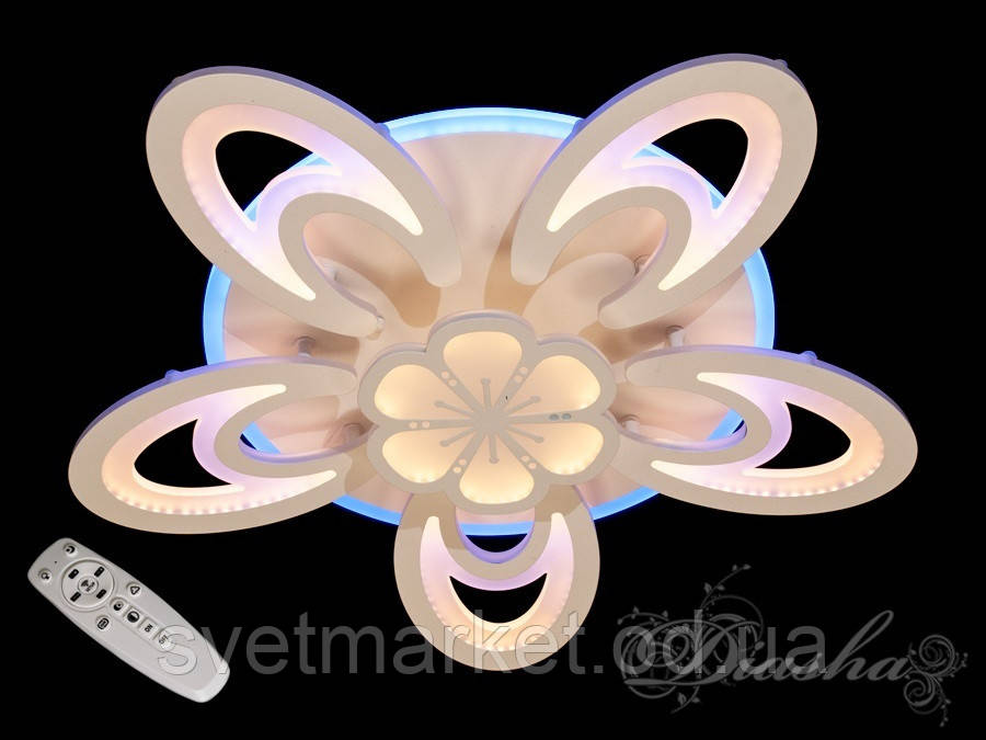 Стельова світлодіодна люстра з димером 8167/5+1WH LED 3color dimmer