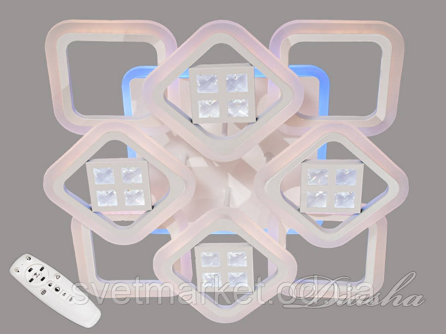 Стельова світлодіодна люстра з димером AS8190/4+4WH LED 3color dimmer