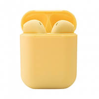 Беспроводные наушники с микрофоном Bluetooth наушники в кейсе inPods 12 Macaron Soft Touch Желтые
