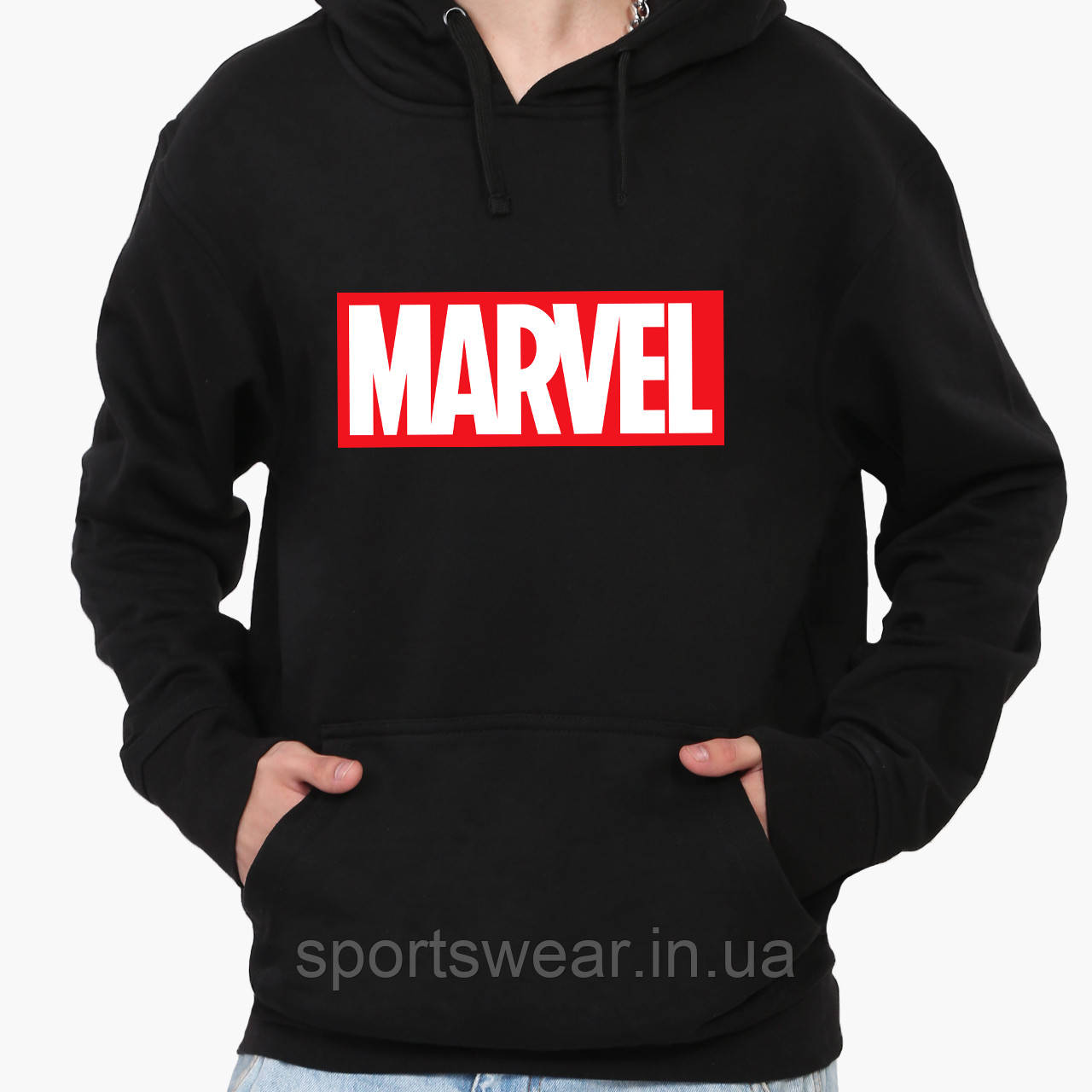 Толстовка чоловіча Марвел Худі чорна з принтом MARVEL Марвел Кофта з капюшоном Кенгурушка комікси супергерой