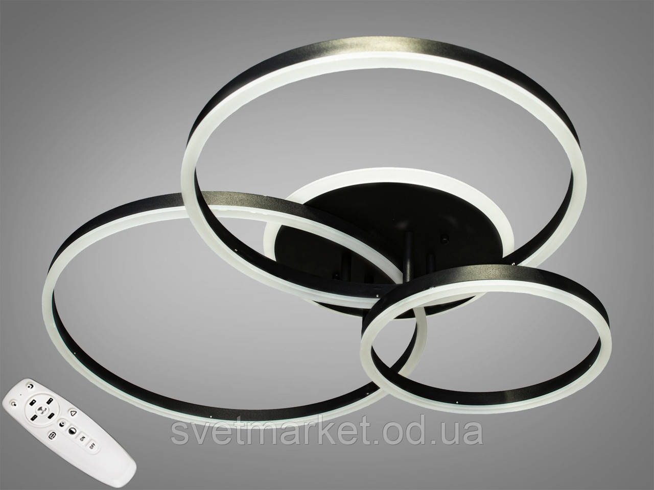 Стельова LED-люстра з димером та підсвічуванням A3006/3BK LED 3color dimmer, фото 1
