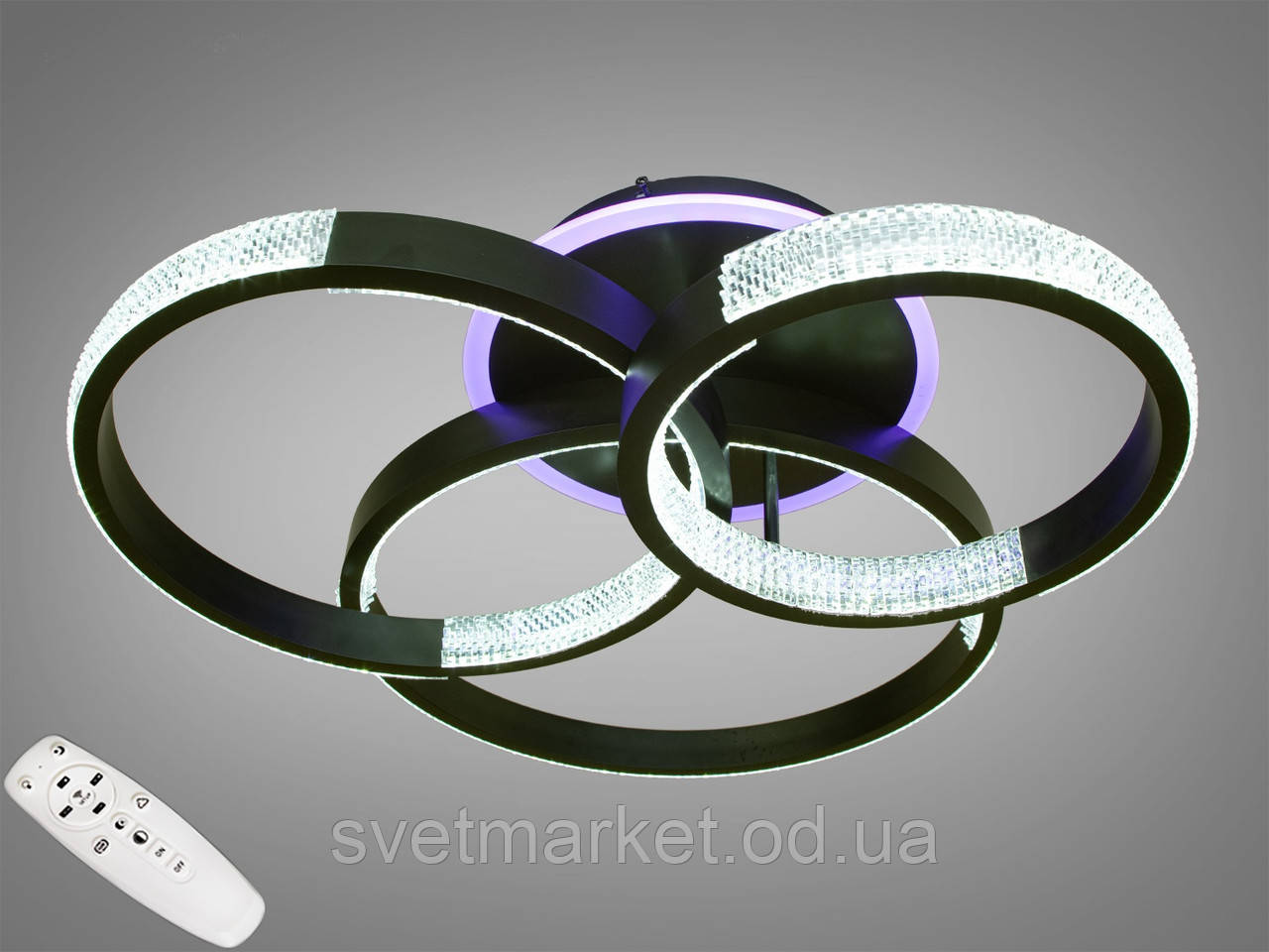 Стельова LED-люстра з димером і підсвіткою 1012/3BK LED 3color dimmer
