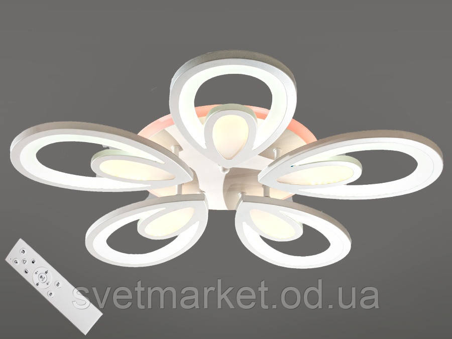 Стельова LED-люстра з димером і підсвіткою MX2328/5WH LED 3color dimmer, фото 1