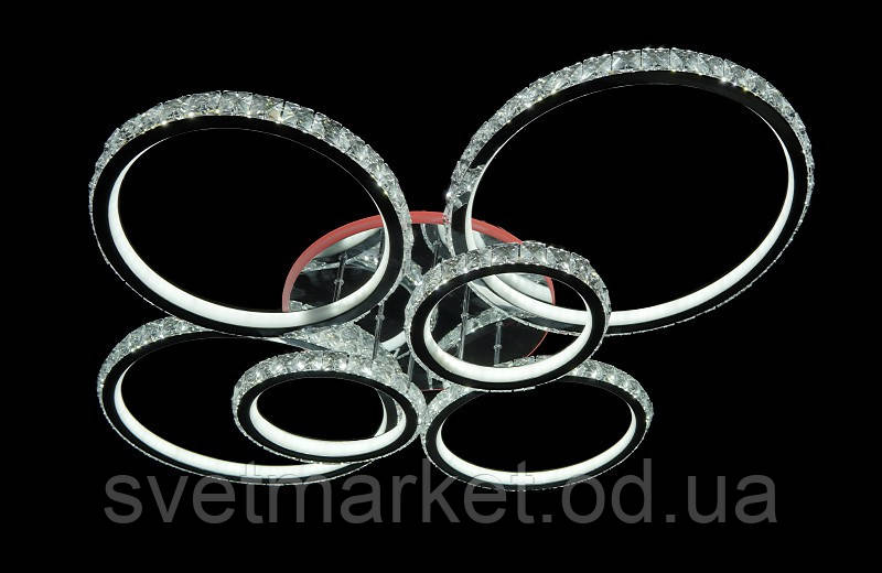 Яскрава стельова люстра з кришталем 9365/6HR led 3color dimmer, фото 1