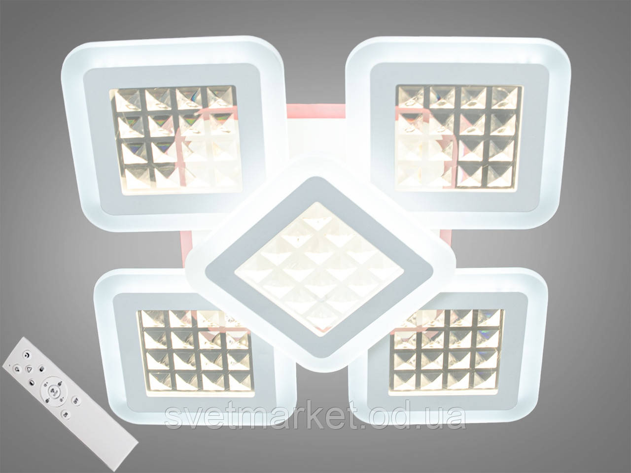 Стельова світлодіодна люстра з димером MX2723/4+1S WH LED 3color dimmer, фото 1