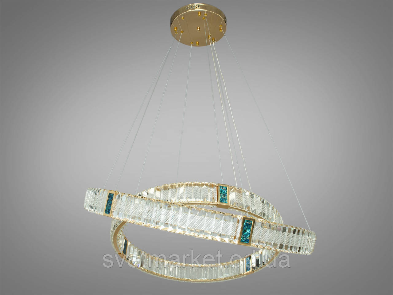 Кришталева підвісна люстра LED 81028-800+600G, фото 1
