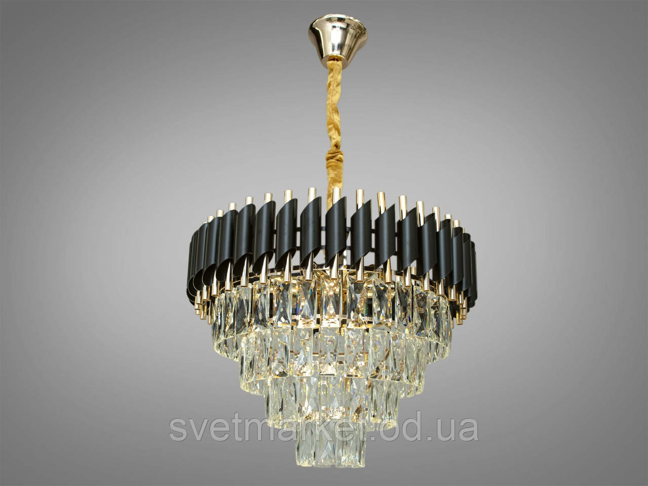 Сучасна кришталева люстра 201202/500BK+S-gold, фото 1