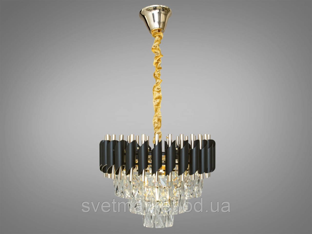 Сучасна кришталева люстра 201202/400BK+S-gold, фото 1