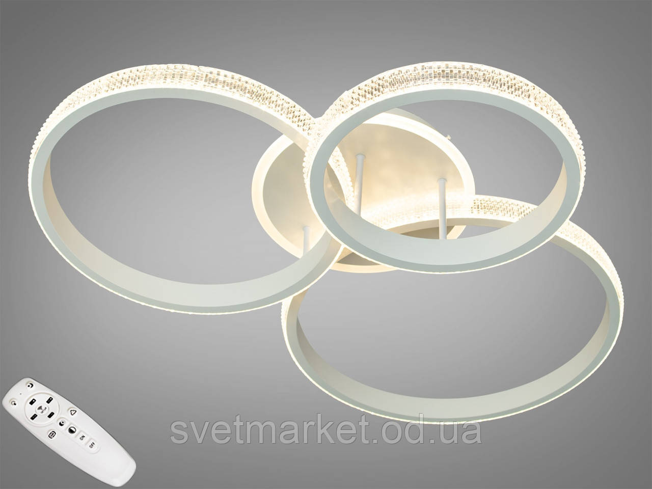 Стельова LED-люстра з димером і підсвіткою 6009/3WH, фото 1
