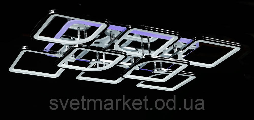 Прямокутна стельова люстра в хромі LK238/6+2 LED (CHROME), фото 1