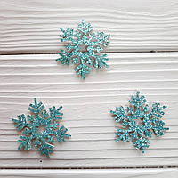 Сніжинка з екошкіри загострена, колір блакитний 4.2 см