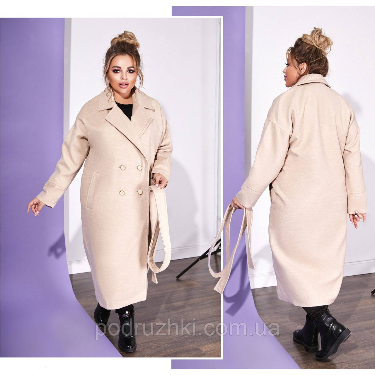 Спірне Женське Пальто Ткань кашемір на підкладці Колір сірий капучино бежі чорний розмір 48-50 52-54 56-58, фото 1