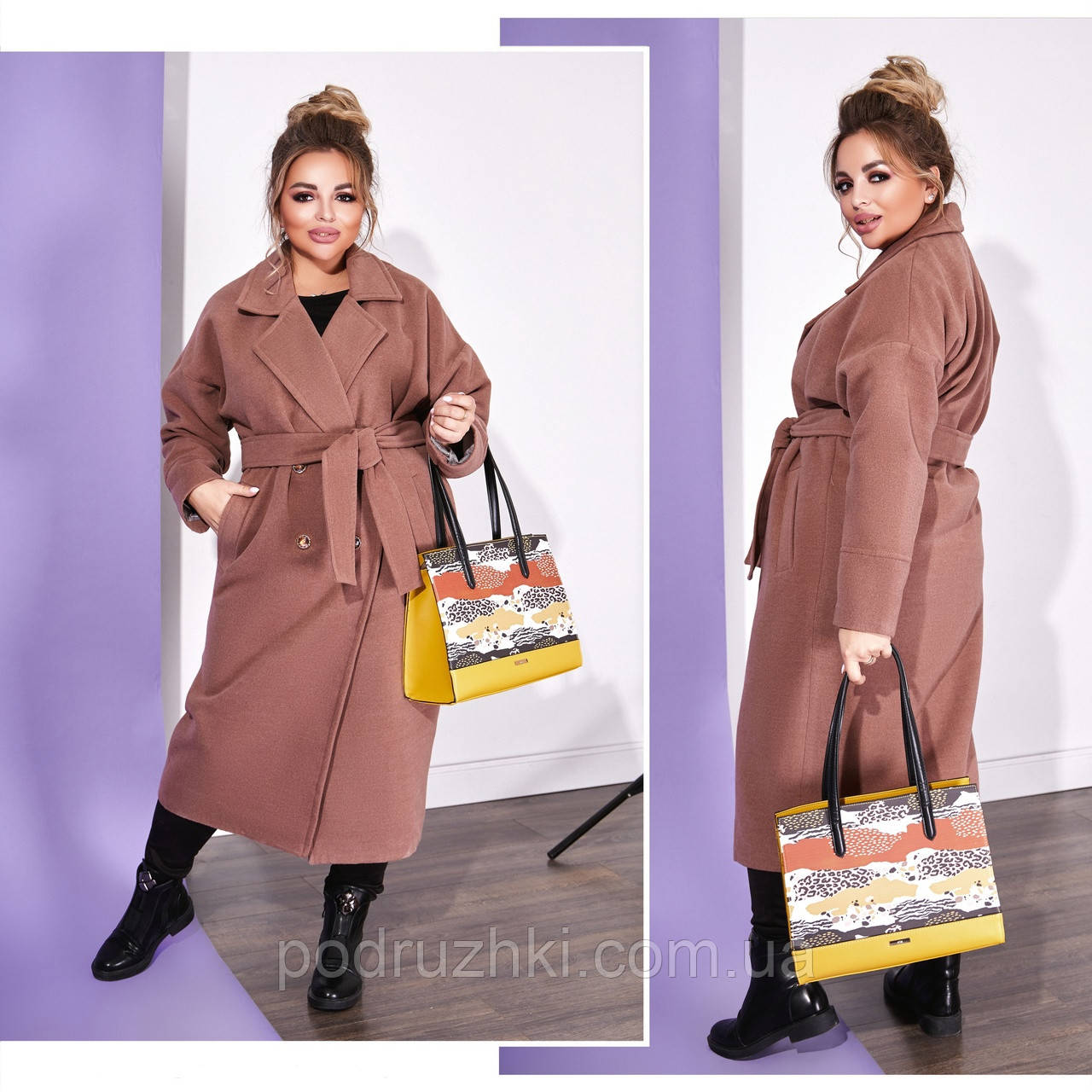 Спірне Женське Пальто Ткань кашемір на підкладці Колір сірий капучино бежі чорний розмір 48-50 52-54 56-58, фото 1