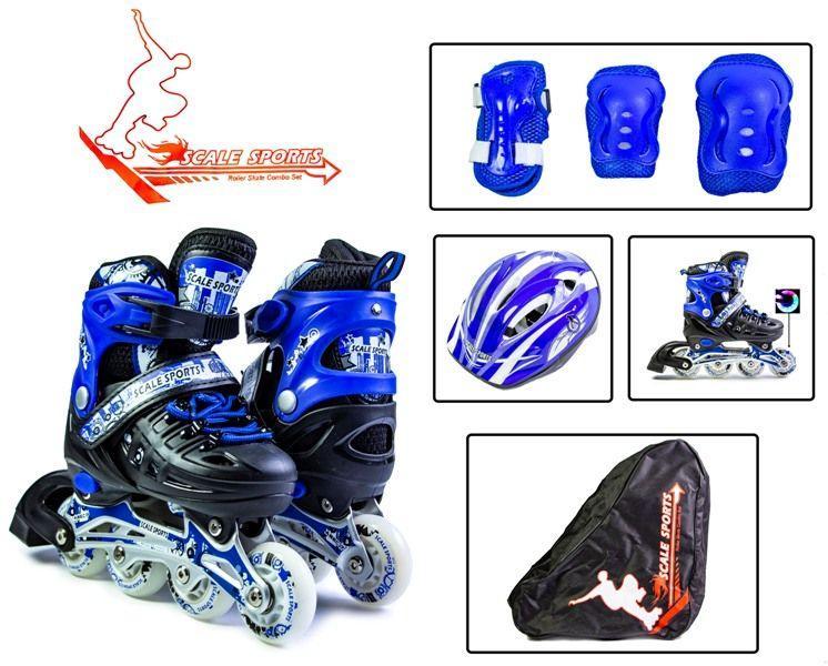 Ролики Scale Sport розмір 34-37 сині у комплекті з захистом і шоломом (LFC905MBLUE), фото 1
