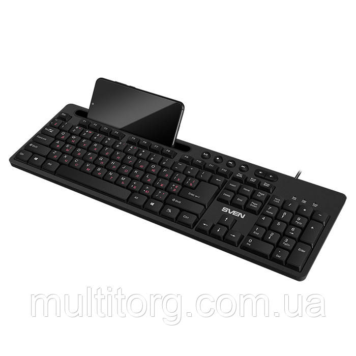 Купити Клавіатура SVEN KB-S302 USB чорна з підставкою для смартфона ...