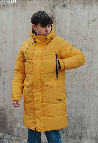Мужская Зимняя куртка удлиненная Staff long yellow желтый MBM0124, фото 2