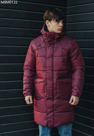 Куртка мужская зимняя удлиненная Staff long bordo бордовый MBM0122, фото 2