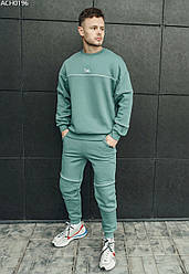 Теплий костюм спортивний чоловічий Staff ED turquoise fleece бірюзовий ACH0196