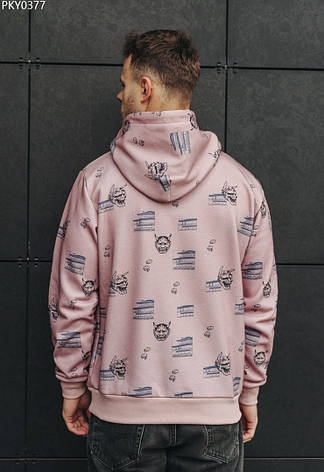 Чоловіча толстовка тепла з каптуром Staff orient fleece рожевий/принт PKY0377, фото 2