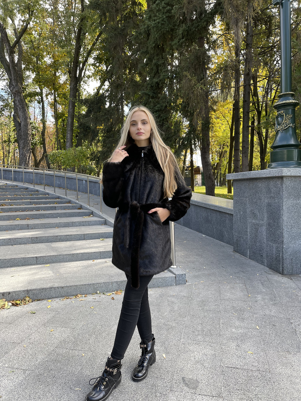 Шуба подовжена з капюшоном