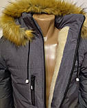 Куртка зимова з капюшоном для підлітка сіра р. 40, 44, 46, 48, фото 5