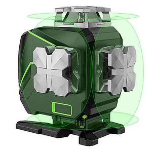 Рівень лазерний, нівелір 4D, 4x360° зелений промінь (2xH360/2xV360, LCD-дисплей, Bluetooth, пульт ДК)