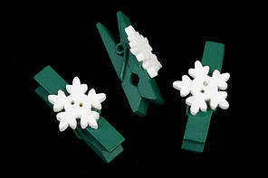 Прищіпка новорічна декоративна зелена 5-76437