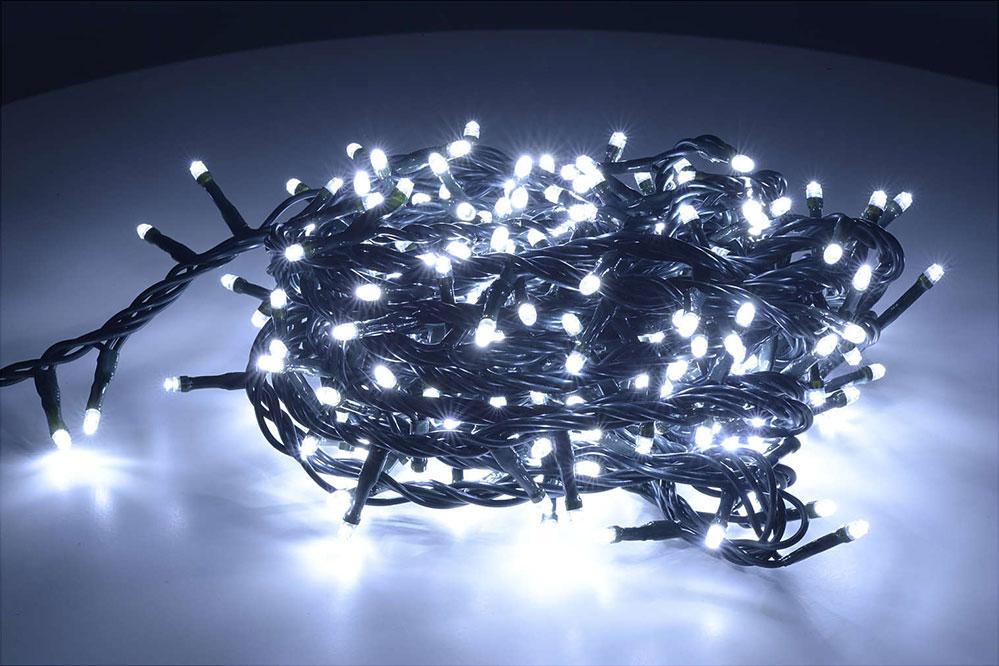 Новорічна гірлянда біла холодна 300 Led лампочок 13 метрів Чорний кабель світлодіодна гірлянда (ST)