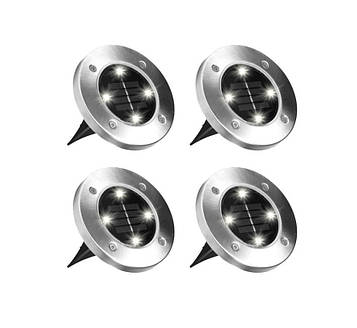 ОЧЕНКА! Вуличні ліхтарі для саду "Bell Howell Disk lights" (4 шт.) LED світильники на сонячній батареї (ST)