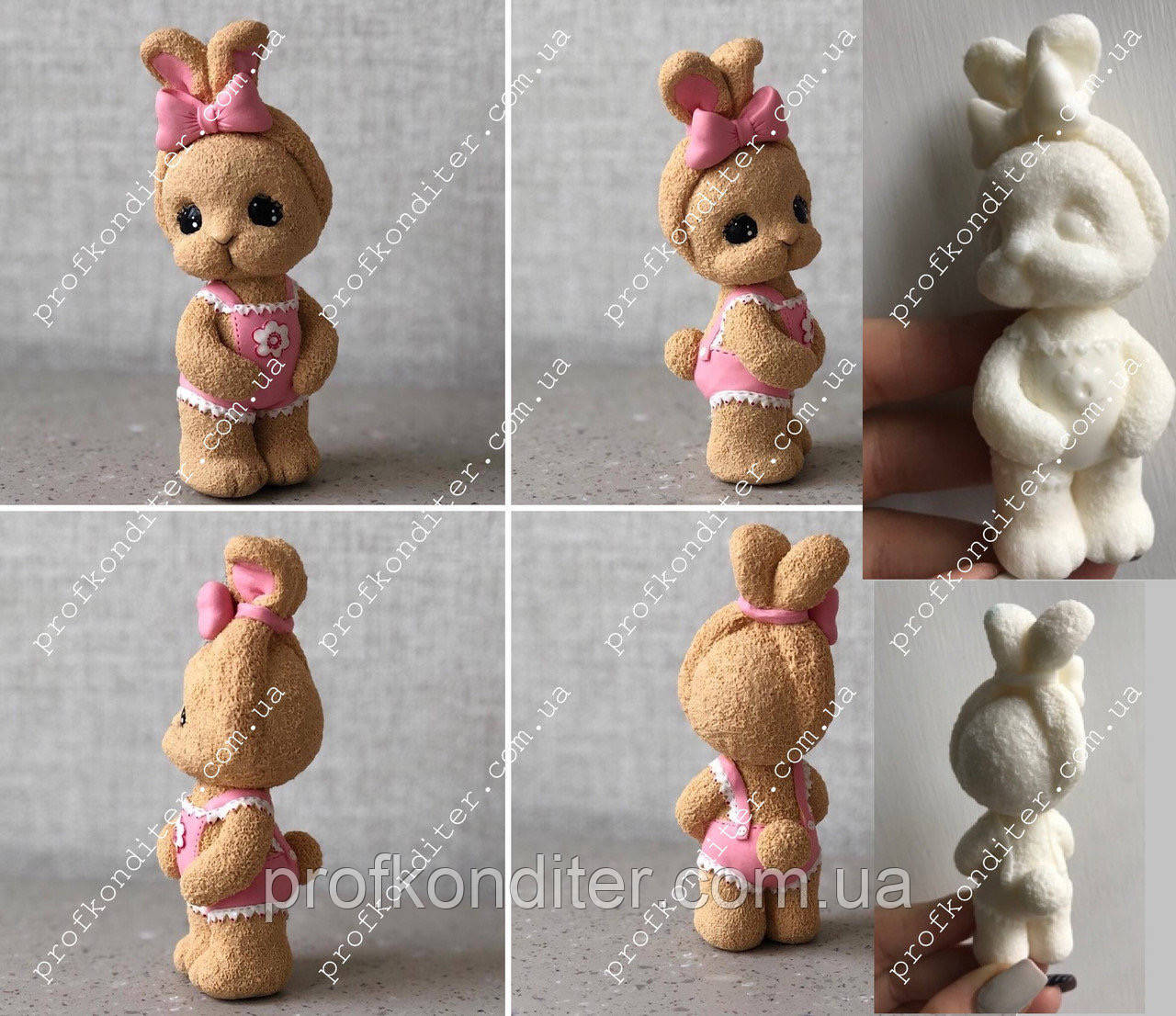 Силіконовий молд ЗД 'Зайчик з бантиком на вушках №2', фото 1