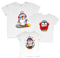 Комплект семейных футболок "новогодние пингвины" Family look